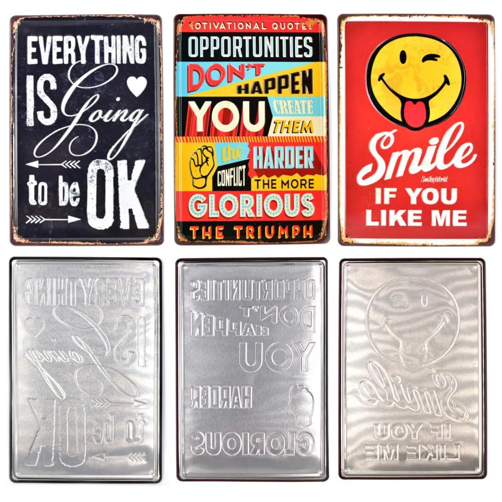 

Positive Energy 3D Embossed Metal Sign Fashion Metal Tin Sign Vintage Home Decor Tin Sign Retro Metal Plaque Classic Metal Plate