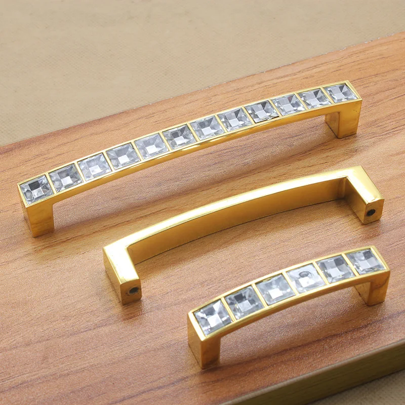

1pcs Crystal handle U type modern simple drawer shoe cabinet diamond double hole handle