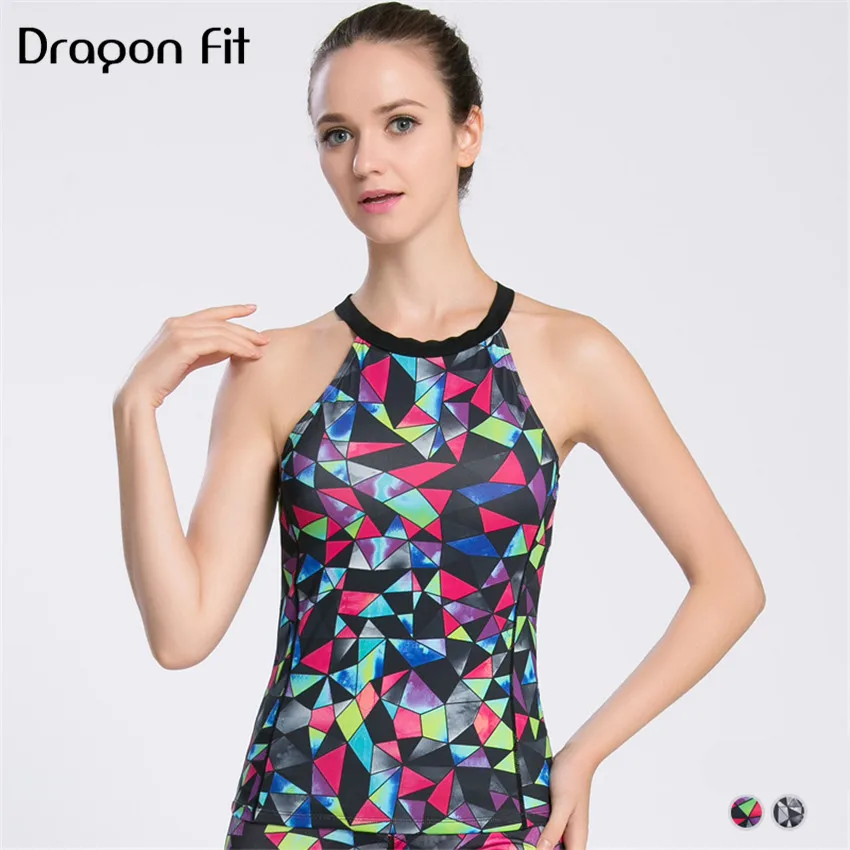 Dragon Fit Geometric Printing Breathable Vest Women Running Comfortable