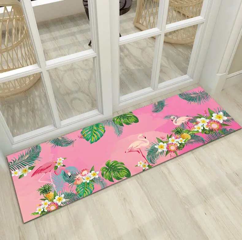  Ins Nordic Flamingo Kitchen Rug Anti-Fatigue Floor Mat Kitchen Mat Entrance Hallway Doormat Anti-Sl