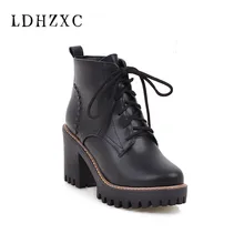 LDHZXC Ankle Boots para as mulheres sapatos de salto alto botas de inverno além de veludo botas femininas 2018 botas de couro das senhoras sapatos de mulher