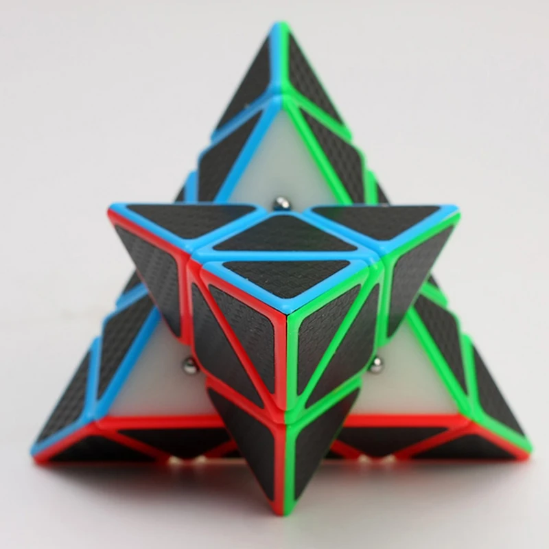 

pyramid magic cube Analog carbon fiber stickers speed cubes professional puzzle pyramid cubes triangle toy