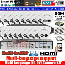 Overstep 2MP ИК HDCVI купольная аудио камера hac-HDW1200EMP-A камера безопасности 16CH HCVR5116HS-S3 комплект камеры видеонаблюдения HDD с силовой коробкой