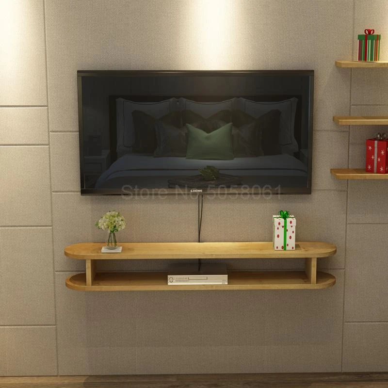 Petit Appartement Minimaliste Moderne Meuble Tv Mural Salon Mur Decodeur Support En Bois Massif Aliexpress