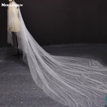 MERMAIDFUN, новинка, 4 метра, один слой, расшитый блестками Тюль, свадебная вуаль без гребня, 4 м, Длинная фата для невесты