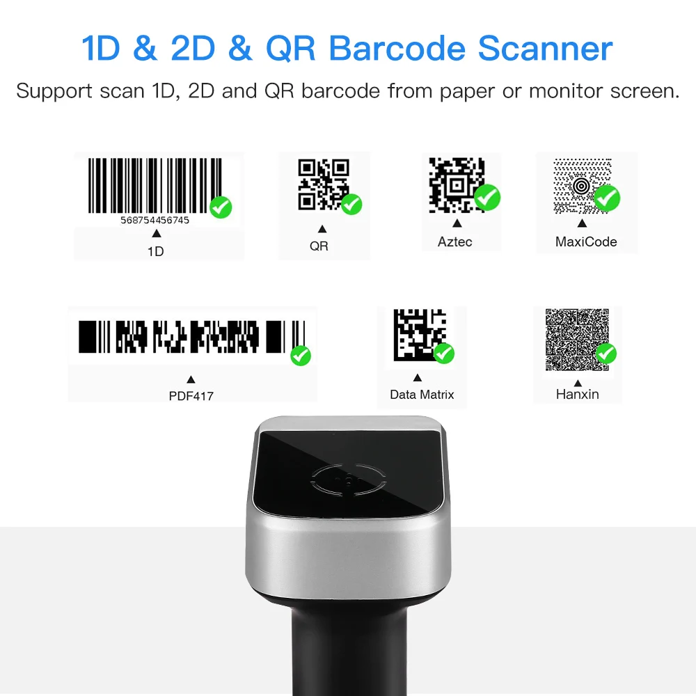 Beste Eyoyo Eyoyo 1900 Barcode Scanner Draadloze Scaner Bar Code Reader Bluetooth PDF417 Qr 2d Data Matrix Upc Lector Codigo De Barra