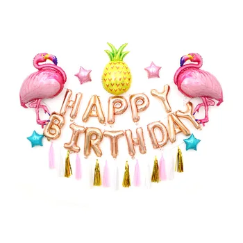 

Pink Flamingo Birthday Balloon Yellow Pineapple Tassel Latex Balloon Baby Holiday Party Christmas Decorations Supplies Set