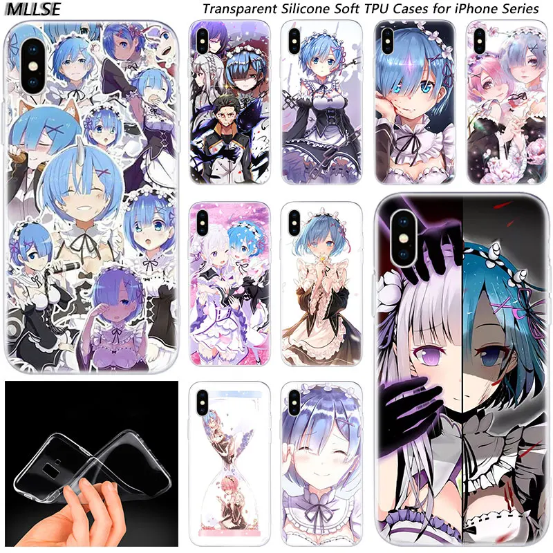 

Hot Anime ReZERO Ram Rem Fashion Silicone Case Cover for Apple iPhones 11 Pro XS Max X XR 7 8 6 6s Plus 5S SE TPU Soft Cases