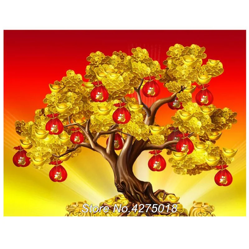 

Full Round Square Diamond Embroidery money tree Diy 5D Diamond Painting Rhinestone Cross Stitch mosaic picture Pastes YG773