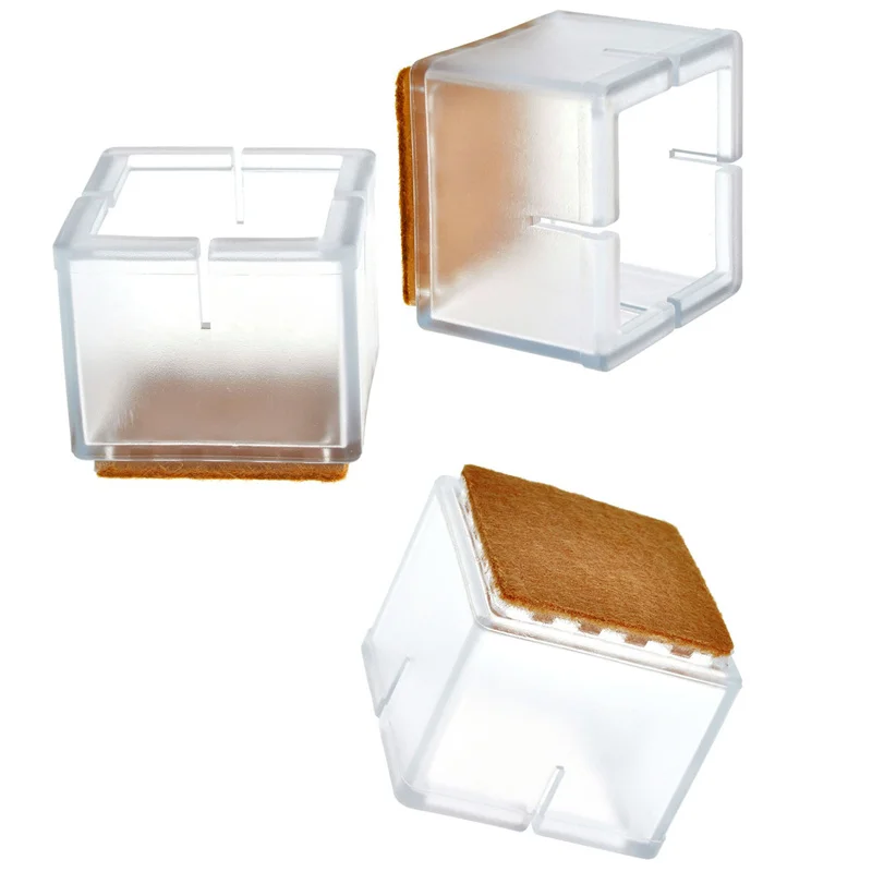 8pcs Square Leg Caps Sets Protectors Wood Floor Protectors Furniture Chair Table Feet Pads Anti-slip Prevent Scratches 