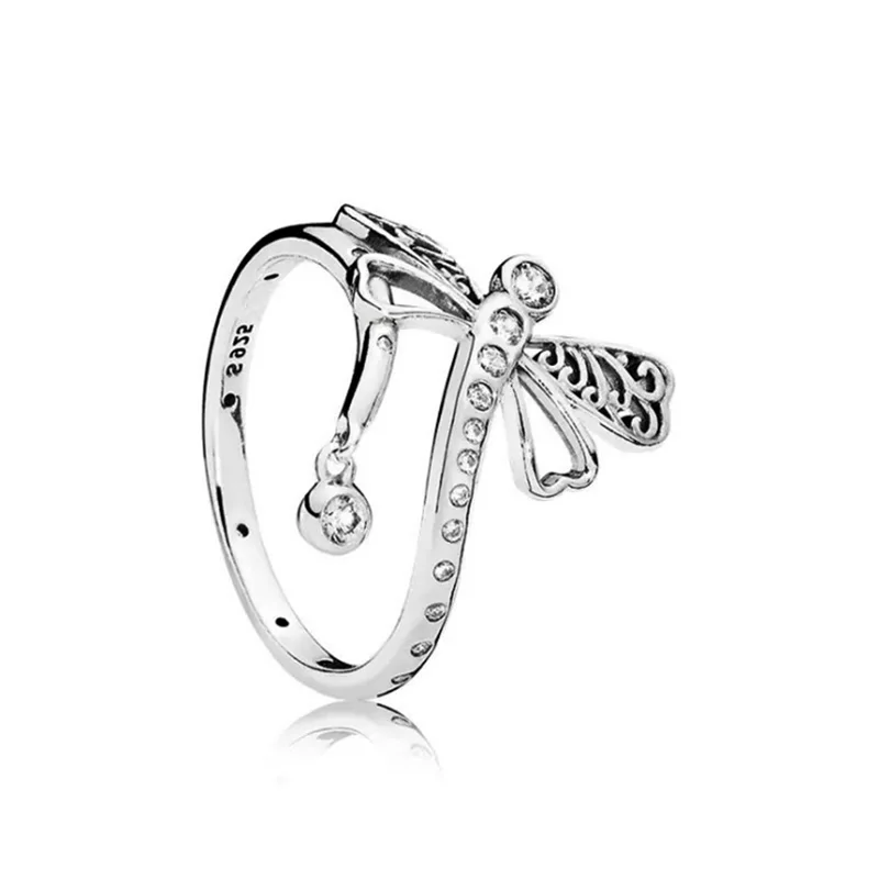 925 Sterling Silver Ring Charm Cute Big Dragonfly Crystal Wedding Ring For Women Jewelry 925 Sterling Silver Ring Charm Cute Big Dragonfly Crystal Wedding Ring For Women Jewelry