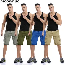 Брендовые мужские брюки карго летние короткие однотонные повседневные брюки плюс размер хлопок легкие рабочие брюки мужские