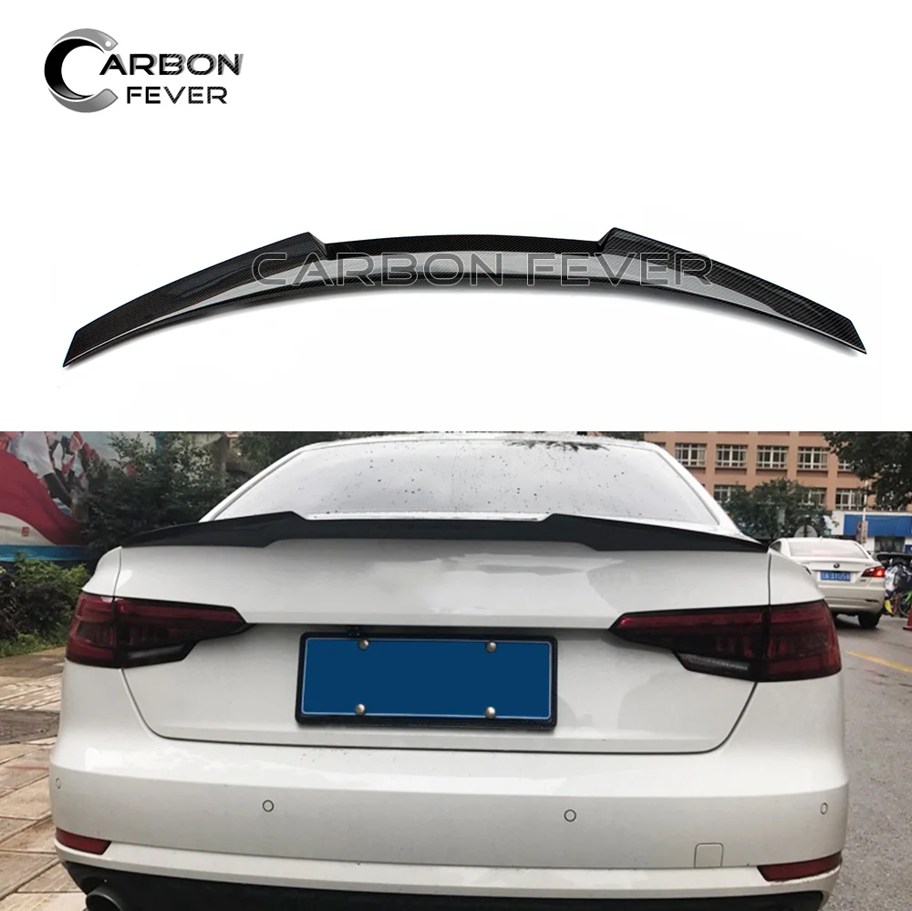 

For Audi A4 B9 Carbon Fiber Rear Spoiler Trunk Wing 2017 + 4-door Sedan Trunk Spoiler Car Sticker