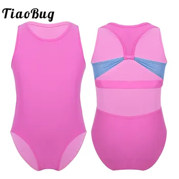 

TiaoBug Kids Teens Shiny Splice Racerback Ballet Leotards Bodysuit Girls Black Pink Gymnastics Leotard Practice Stage Dance Wear