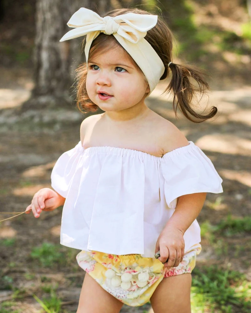 Для новорожденных, для маленьких девочек, платье принцессы с оборками с открытыми плечами футболки детский летний сарафан летнее для девочек блузка 0-2Years