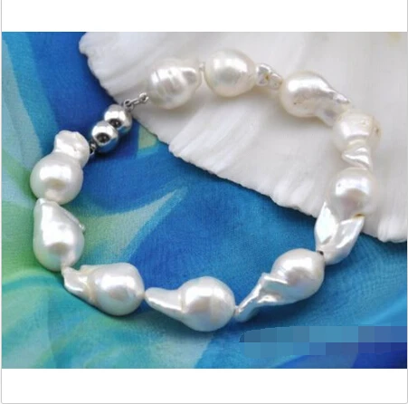 

Chic 8" 23mm white baroque reborn keshi pearl bracelete SHIPPING 5.25