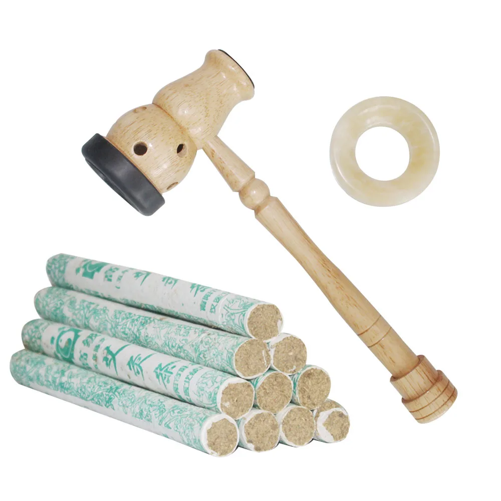 

Wood moxibustion box, wooden hoist, moxibustion box, navel massage burner set ,10 Rolls five years Pure Moxa sticks