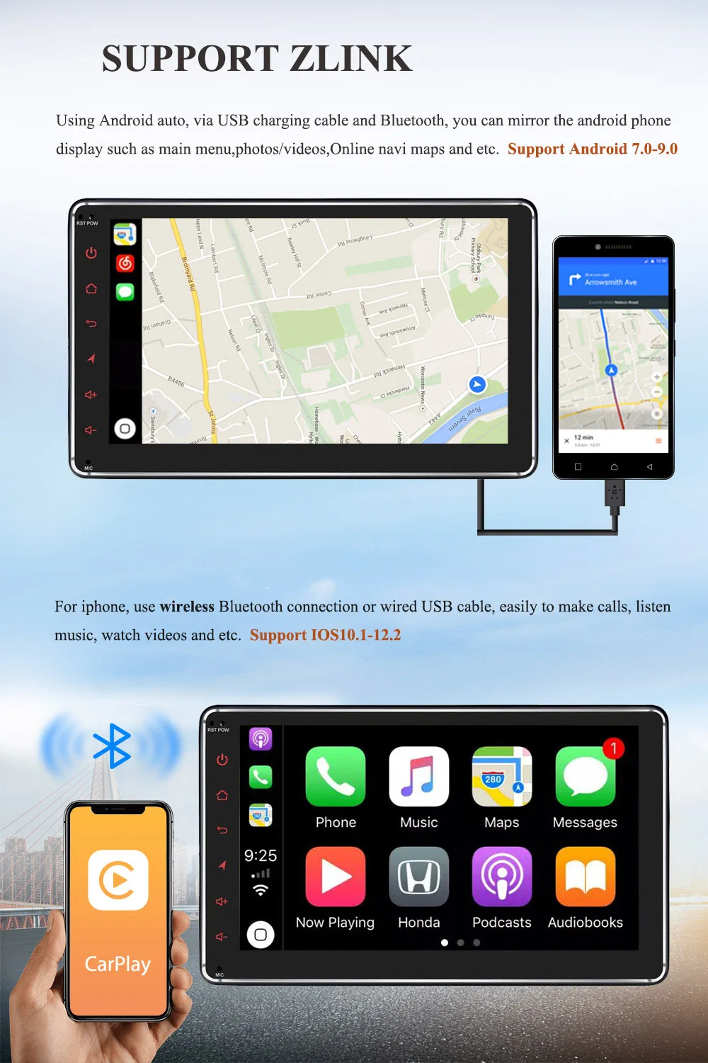 Top 8" 1din Android Car Radio support 4G SIM card Car Multimedia Player GPS/autoradio/car DVD player/ Hotspot sharing DSP Carplay 7
