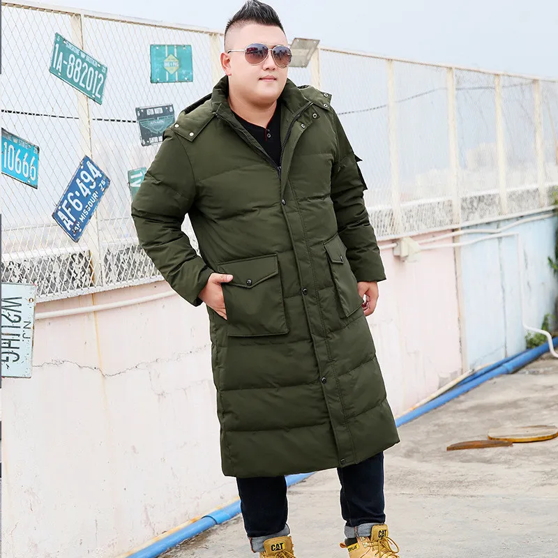 Зима, большой размер, свободное мужское длинное теплое пальто с капюшоном, мужская длинная куртка выше колен, большие размеры, XL-8XL, 9XL, 10XL, черная куртка