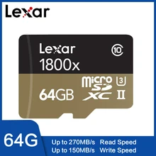 Lexar Micro SD карты 1800x microsd 64 Гб 270 МБ/с. sdxc U3 32 Гб cartao de memoria Class 10 флэш карты памяти TF карта для смартфона