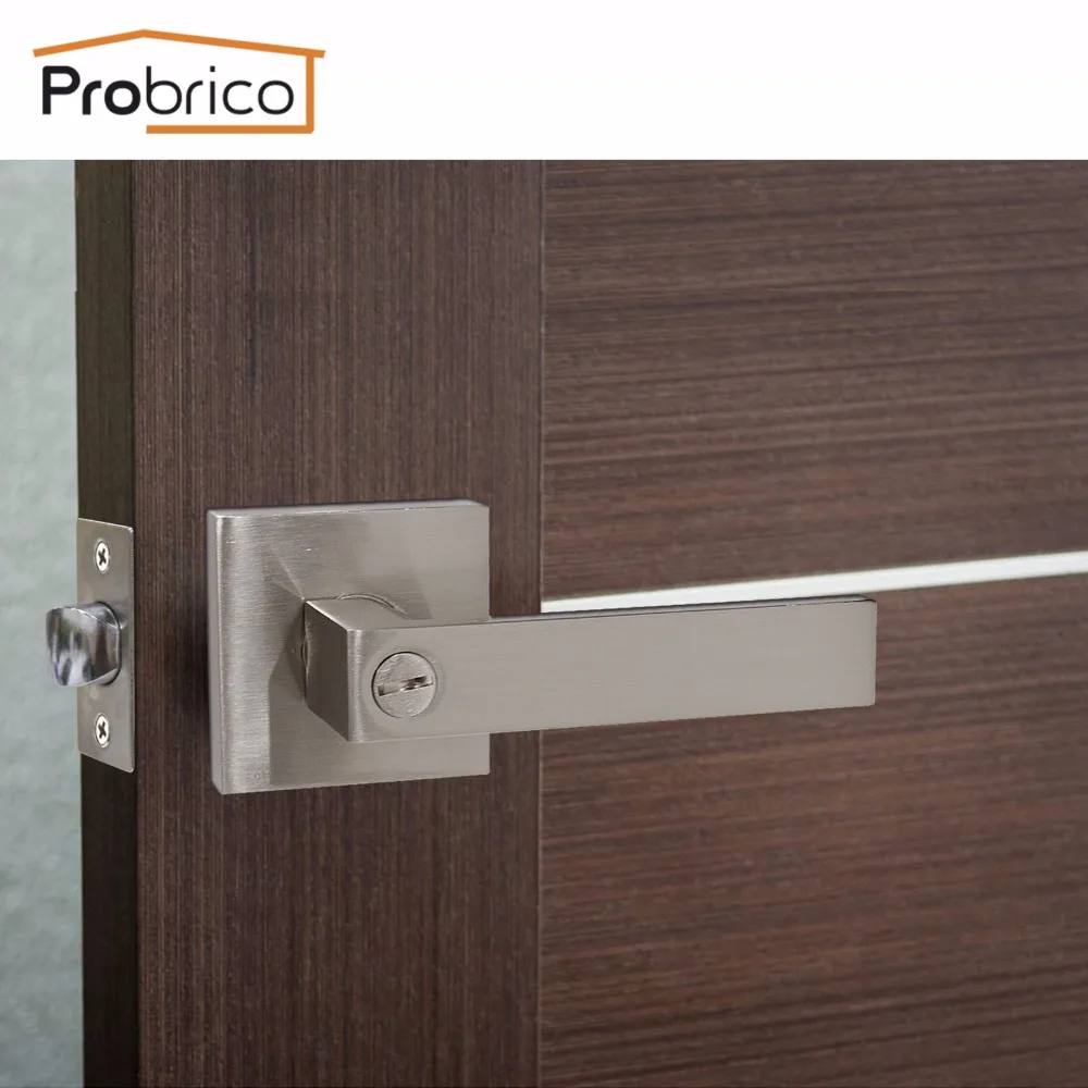 Us 34 99 Probrico Door Handles For Interior Doors Keyless Privacy Lock Set Satin Nickel Front Back Lever With Latch For Bedroom Bathroom In