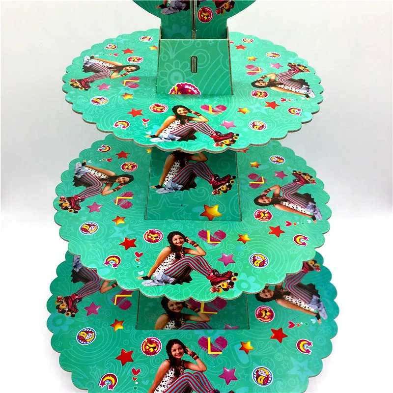 

1 Set Soy Luna Theme 3-Tier Cake Stand Cupcake Holder Girl Kids Birthday Party Supplies Baby Party Favor Decoration Cupcake Set