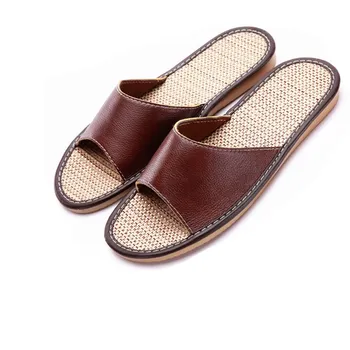 

New Men Slippers Spring And Summer Genuine Leather Home Indoor Non - Slip Slippers Couple Home Shoes