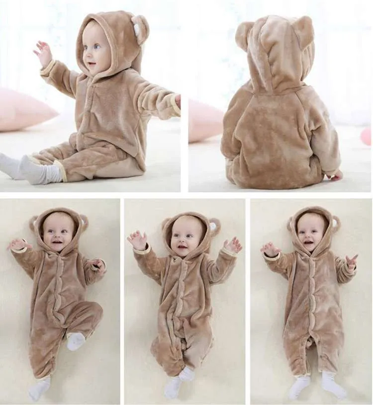 0-18months Soft Warm Unisex Newborn Baby Winter Clothes Animal Rabbit Bear Costume Baby Boys Girls Rompers Jumpsuit One-Pieces   (4)