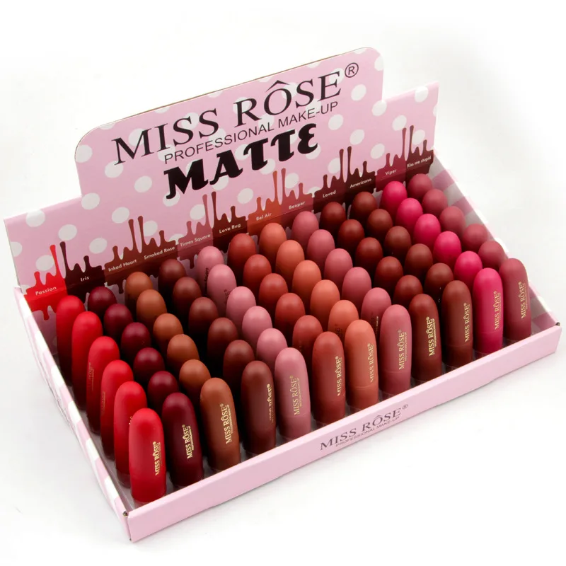 Натуральная губная помада Miss Rose 24 шт./лот водостойкая матовая для макияжа