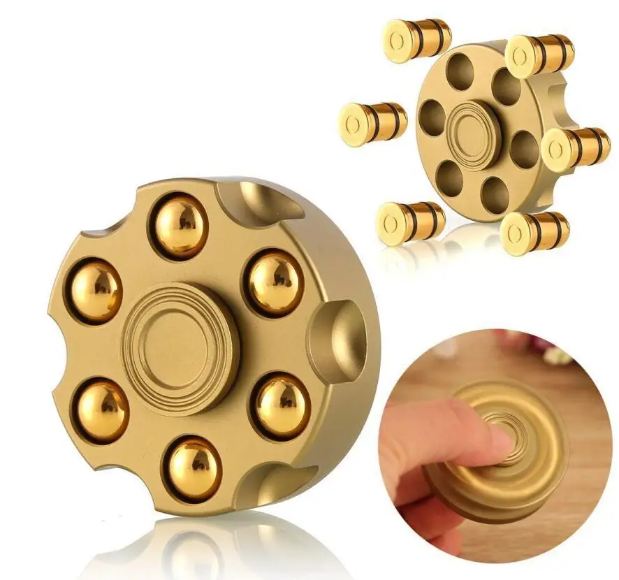 

Removable Revolver Bullet Brass Fingertip Gyro Fidget Hand Spinner Finger Spinner Focus Tri Spinner Anti Reduce Stress