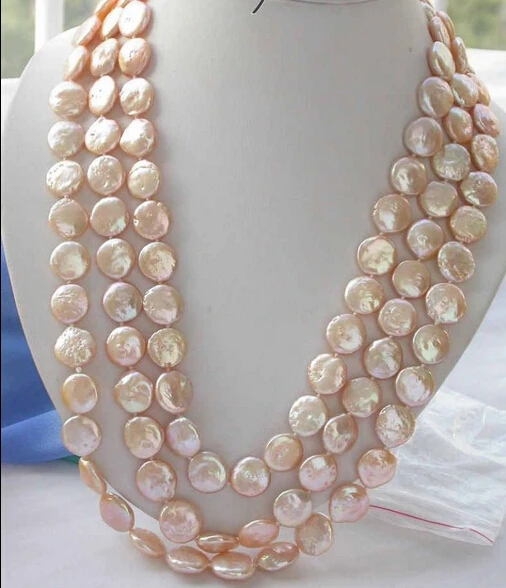 

50 " 14mm pink coin freshwater pearl necklace