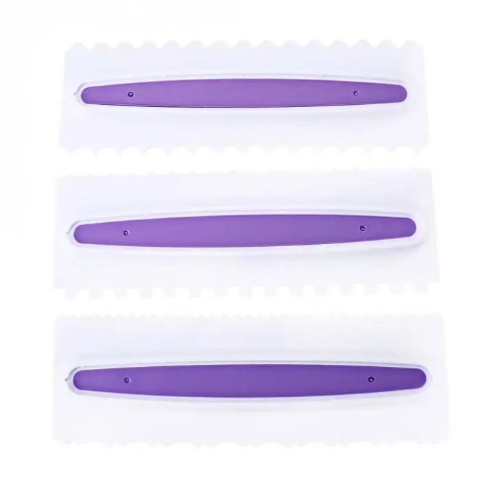 3 Pcs Large Paddle Cream Scraper Cream Comb Flowers Cake Decor Scraper Baking Tool 899