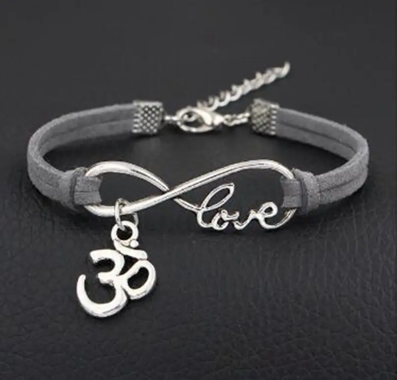 1 шт./лот браслет с подвеской Love lucky 8 Infinity Om yoga zen 3D OHM для женщин/мужчин простые
