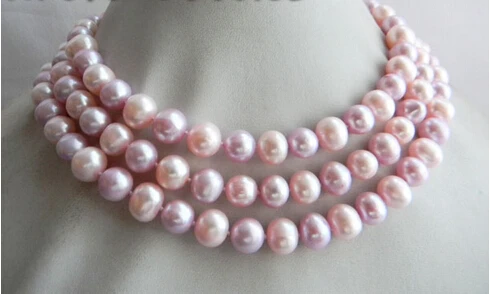 

Free shipping >>>>>50'' 10mm Round Pink Lavender Freshwater Pearl Necklace
