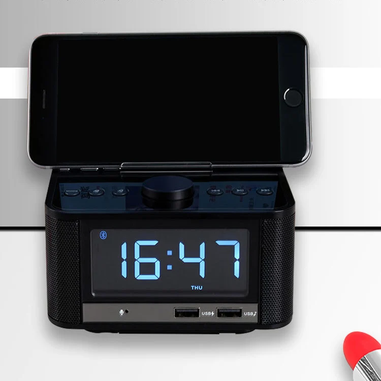 Radio despertador Altavoz Bluetooth inalámbrico despertador Digital para dormitorio con Radio Fm/pu