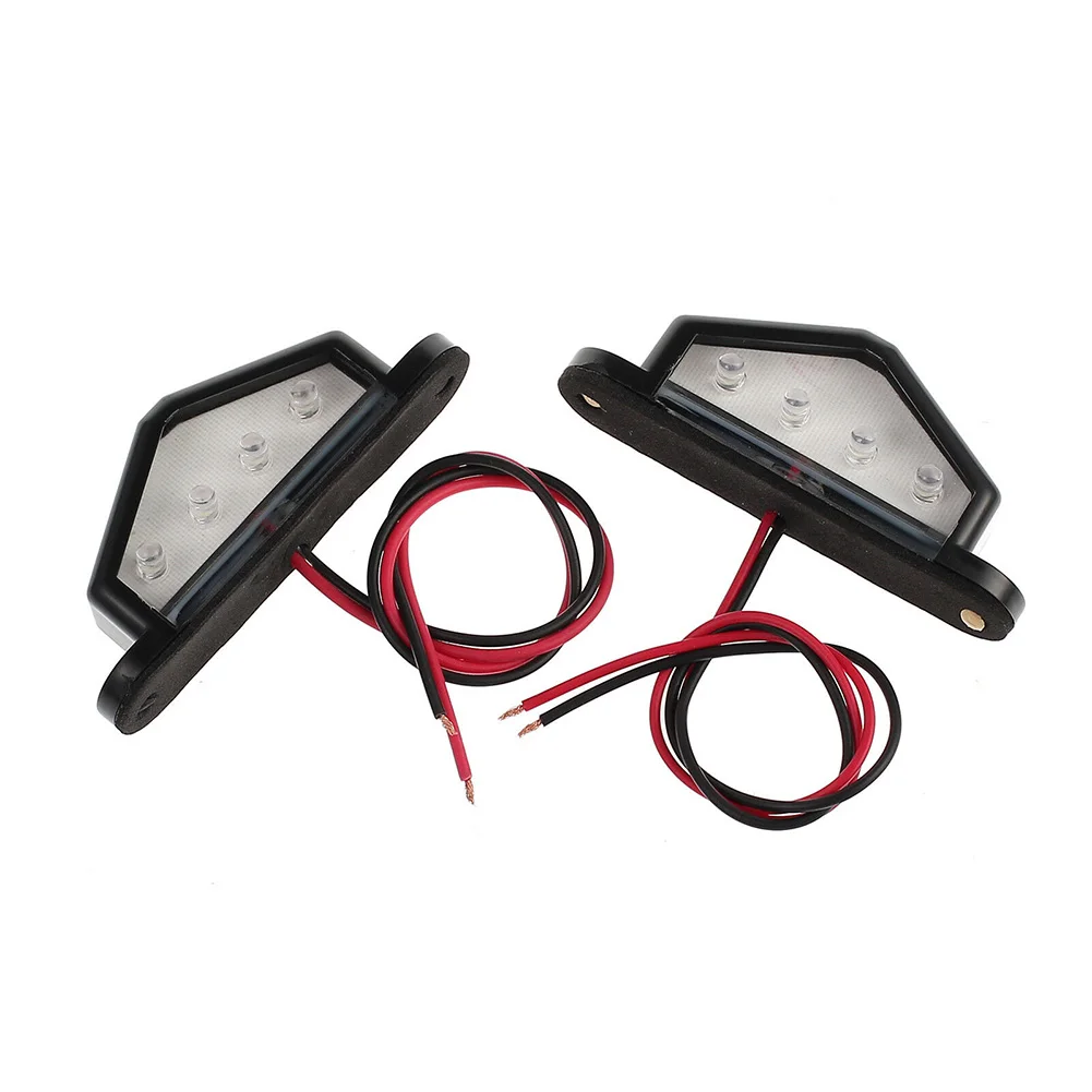 

2pcs/set Plastic Durable Low Power Consumption License Plate Lights Tail Rear Lamp Number Indicator Universal For Truck 4 LEDS