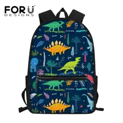 FORUDESIGNS школьные ранцы для мальчиков, милый школьный рюкзак с принтом динозавра из мультфильма для подростков, большие сумки для ноутбука