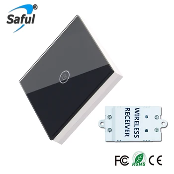 

Saful 1 Gang 1 Way Wireless Switch Luxury Crystal Glass Remote Switch Touch Screen For Smart Home LED Light Free Shipping
