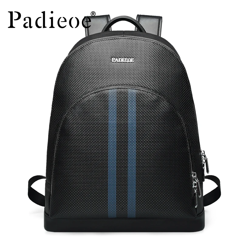 Padieoe Fashion Genuine Leather School Bags For Teenagers Backpack Famous Brand Men Travel Casual Cowhide Laptop Backpack