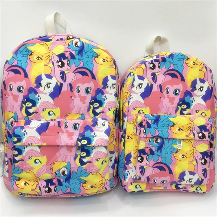 Модные холщовые рюкзаки Ponysss школьные с мультипликационным рисунком