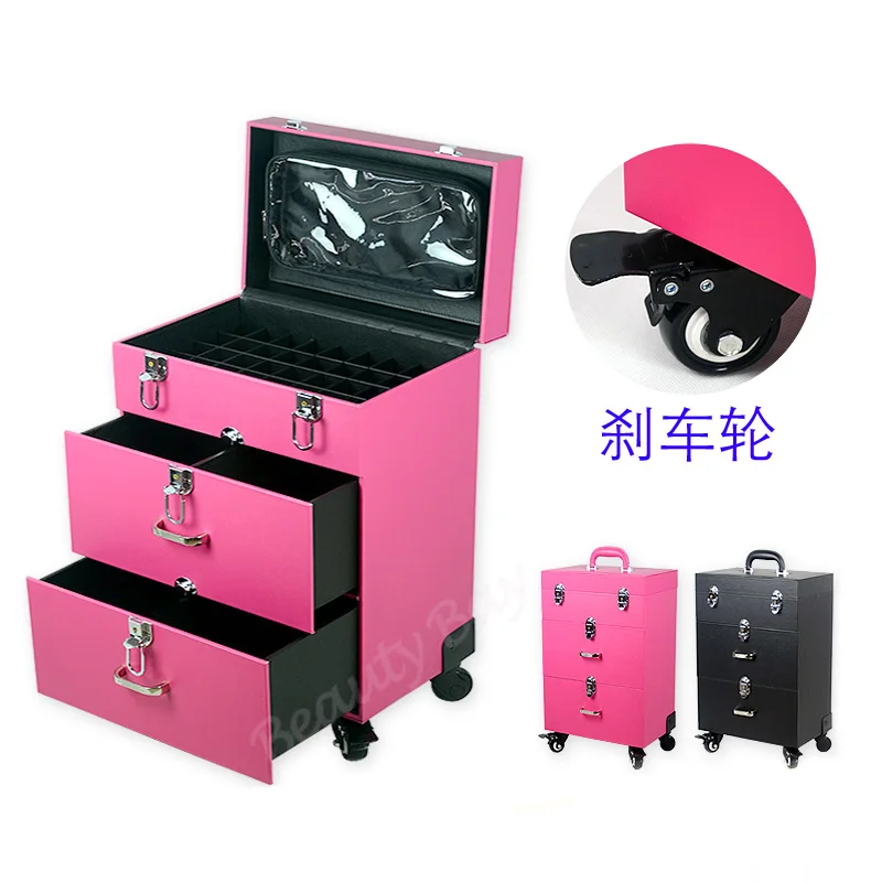 Elegant PVC leather makeup nail polish carry case, cosmetic train case