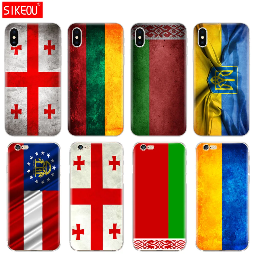 Силиконовый чехол для телефона Iphone 6X8 7 6s 5 5s SE Plus 10 XR XS Max с флагом Грузии Литвы