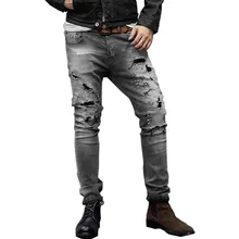 Mcikkny Vintage Men's Hi street Ripped Denim Trousers Streetwear Slim Fit Stretch Biker Jeans Pants For Male Stretch Size 29-36 Mcikkny Vintage Men's Hi street Ripped Denim Trousers Streetwear Slim Fit Stretch Biker Jeans Pants For Male Stretch Size 29-36