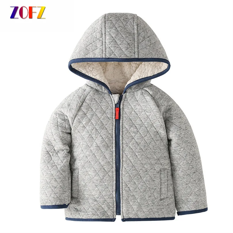 

ZOFZ Kids Jacket Autumn and Winter Coats Solid Cotton Children Outerwear Hooded Red Zipper Warm Thicken Jackets For Baby Boys