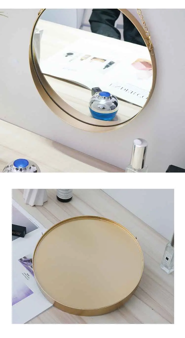 Quail 10 Inch Nordic Style Round Mirror,Iron Golden Frame,Wall-mounted,Decorative Mirror