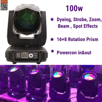 

6pcs/lot 100w LED Moving Head Stage Light Beam Zoom Light with 16+8 Rotation Prism for Disco DJ Show DMX LED Beam Light