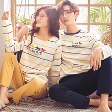 Домашняя одежда для пар; Пижама; сезон осень-зима; Новинка; модные парные пижамы для мужчин и женщин; одинаковые пижамы из хлопка; пижамный комплект для пар