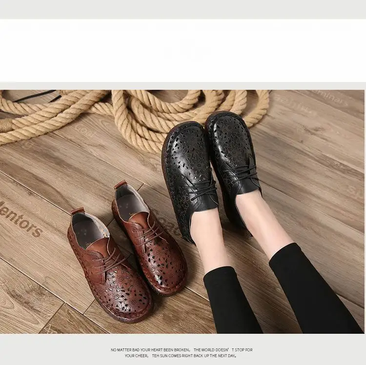 GKTINOO/Летняя Открытая женская обувь на плоской подошве; оригинальная обувь из натуральной кожи; винтажные женские туфли на плоской подошве с круглым носком ручной работы на мягкой подошве