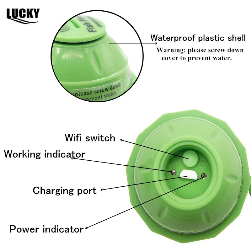 Lucky WI FI Беспроводной Рыболокаторы 50 м + CarCharger FreeGift Extender русский 12 языков Sonar эхолот