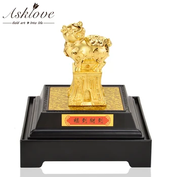 

Feng shui Fortune Pig Gold Foil Porcine Ornaments Office Chinese Lucky Golden Pig Collect wealth ornaments Home Decor Crafts